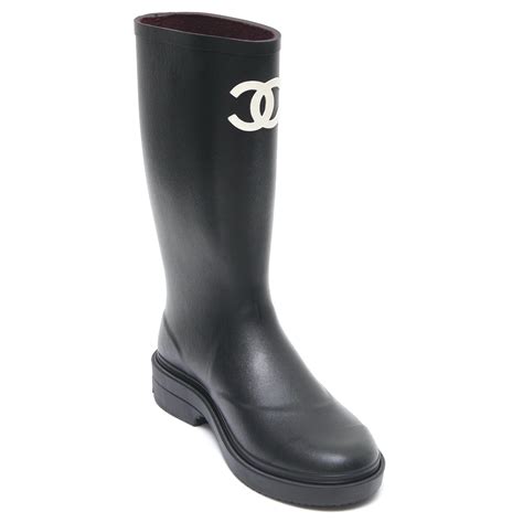 chanel caoutchouc black|Chanel high boots sale.